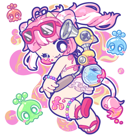 Full Body Chibi Illustration w/ Simple BG